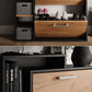 Black and Light Wood Shoe Storage Cabinet with 3 Compartments