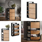 Black and Light Wood Shoe Storage Cabinet with 3 Compartments