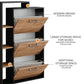 Black and Light Wood Shoe Storage Cabinet with 3 Compartments