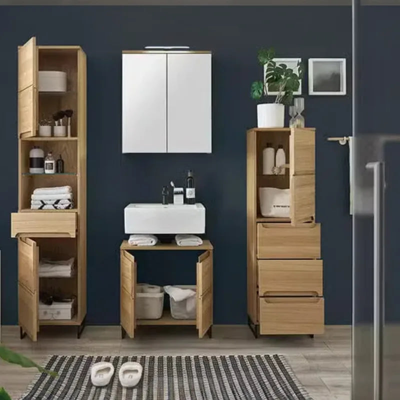 Solid Oak Bathroom Storage Cabinet