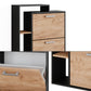 Black and Light Wood Shoe Storage Cabinet with 3 Compartments