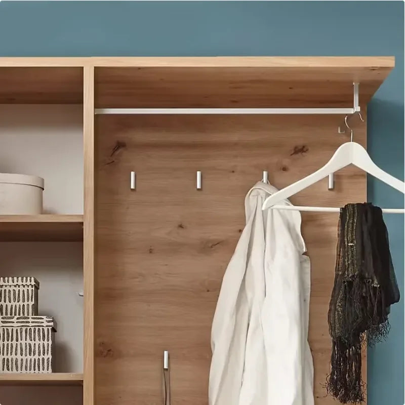 Compact Entryway Cabinet Oak Look and White Storage Furniture