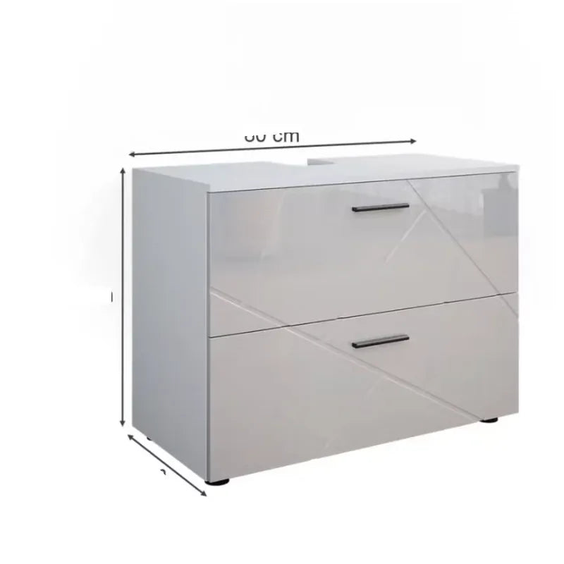 White Glossy Single Sink Vanity Cabinet