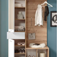 Compact Entryway Cabinet Oak Look and White Storage Furniture