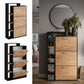 Black and Light Wood Shoe Storage Cabinet with 3 Compartments