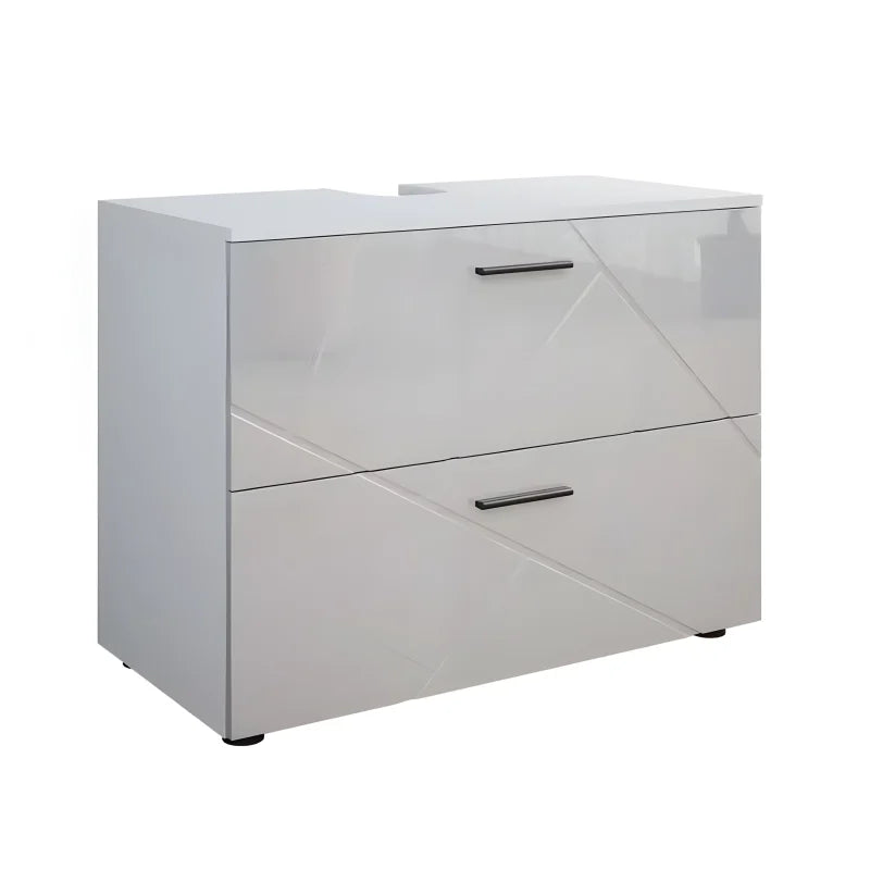 White Glossy Single Sink Vanity Cabinet