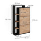Black and Light Wood Shoe Storage Cabinet with 3 Compartments