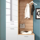 Compact Entryway Cabinet Oak Look and White Storage Furniture
