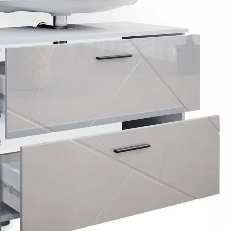White Glossy Single Sink Vanity Cabinet