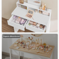 Small Vanity Table with Mirror 2 Drawers 3 Compartments White for Kids and Teens