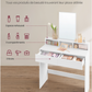 Small Vanity Table with Mirror 2 Drawers 3 Compartments White for Kids and Teens